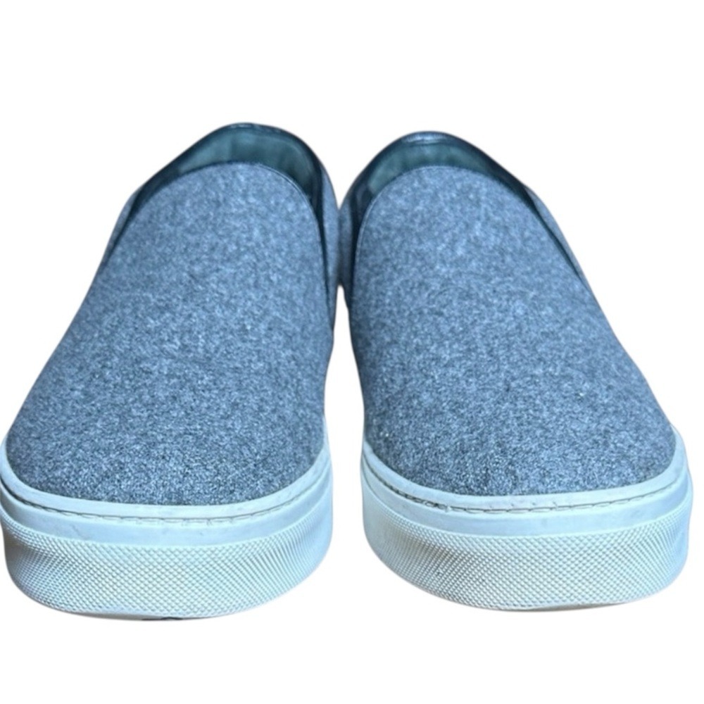 Celine Paris Grey Felt Wool Slip On Sneakers Leather Lined Womens Size 39 - Picture 2 of 9